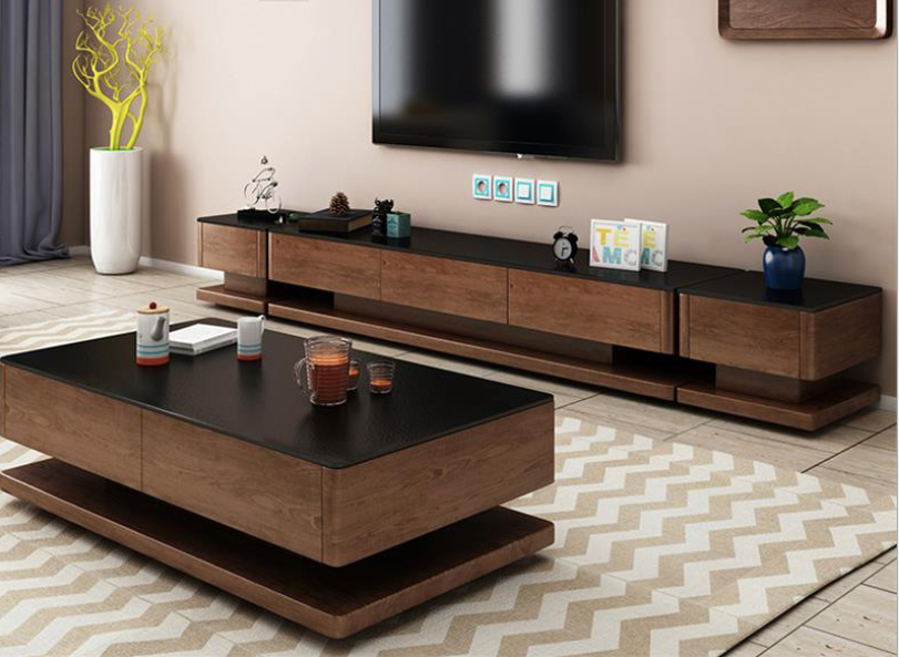 Wooden tv unit clearance and coffee table