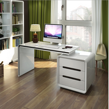 High Gloss White & Black Office Computer Study Reception Desk Swivel
